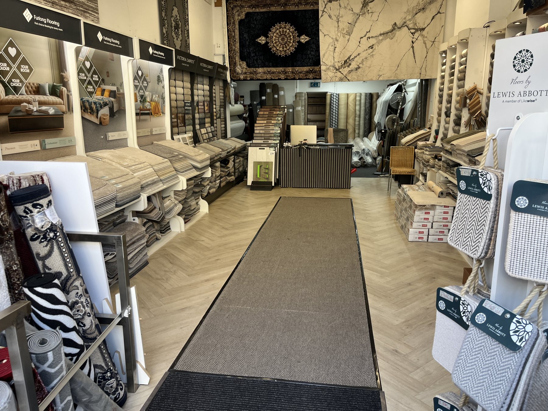 Inside The Waldorf Carpets showroom on Harrow Road, Maida Vale